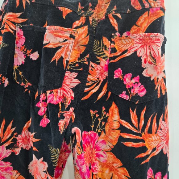 Faded Glory Corduroy black floral flared Boho pull-on jeans Medium 7-9 - Picture 3 of 7